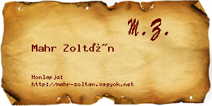 Mahr Zoltán névjegykártya