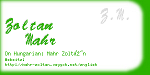 zoltan mahr business card